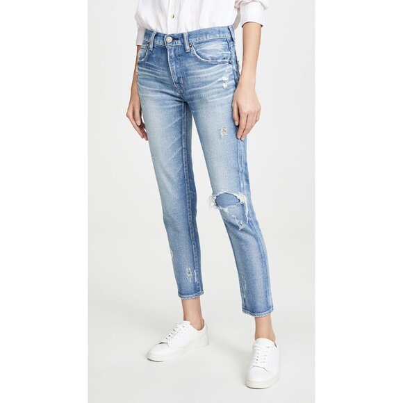 Moussy Vintage Womens Lenwood Mid-Rise Cropped Skinny Jeans Distressed size 23 - Picture 1 of 15